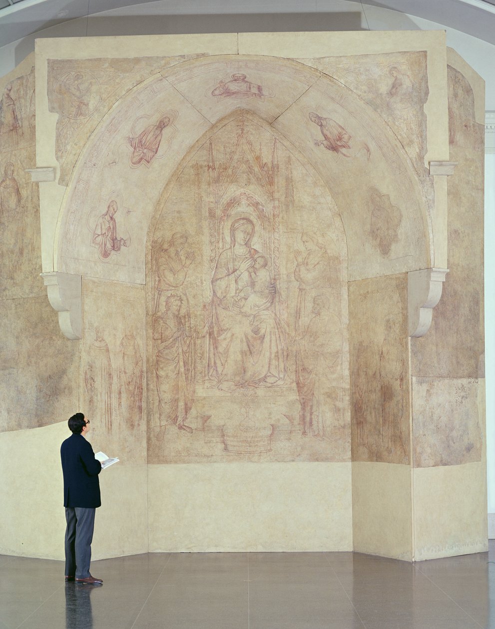 Madonna a dítě na trůnu, kresba pro fresku (sinopie na papíře) od Paolo di Stefano Badaloni Schiavo
