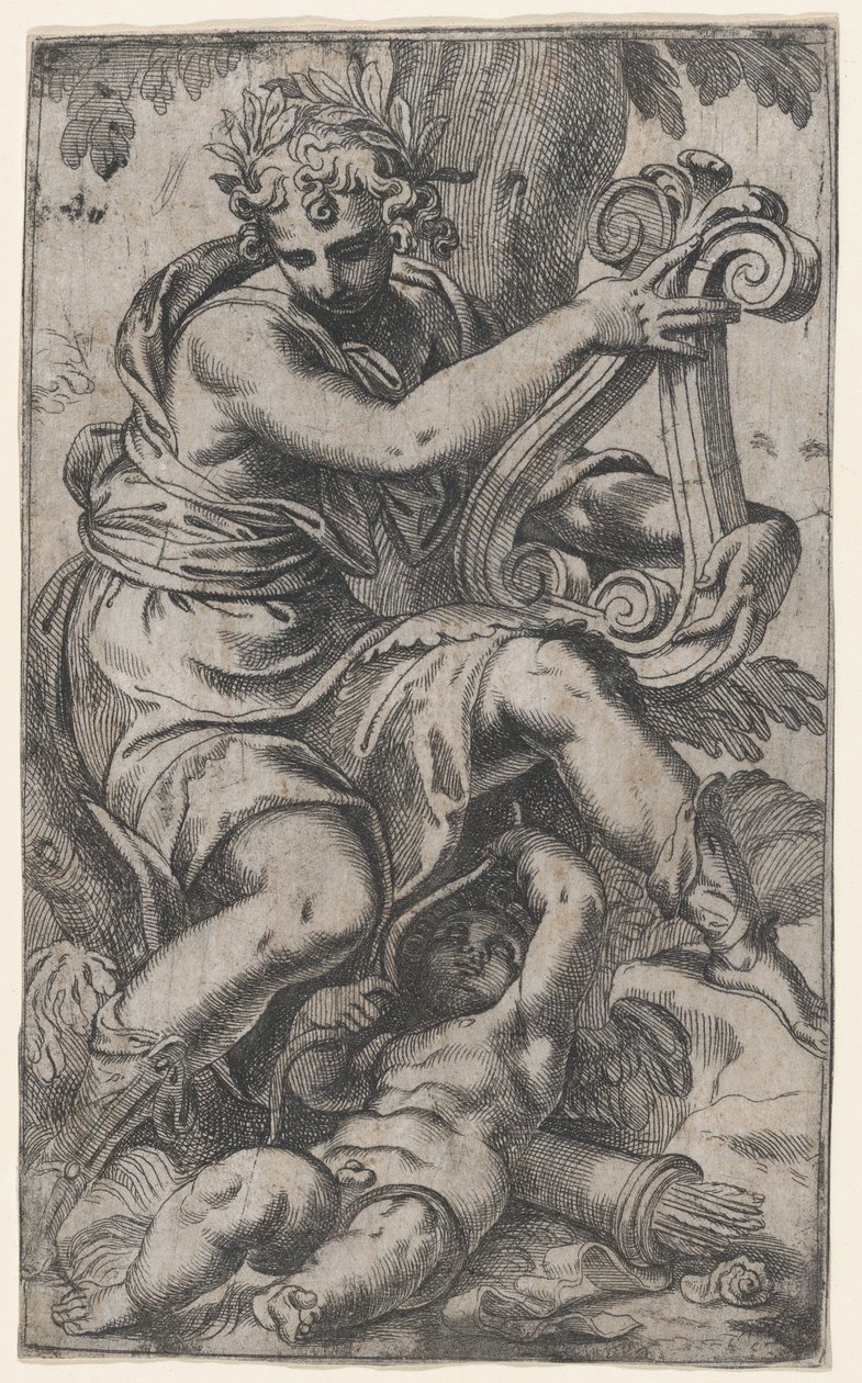 Cupid a Apollo s lyrou, ca. 1568, ca. 1568. od Paolo Farinati