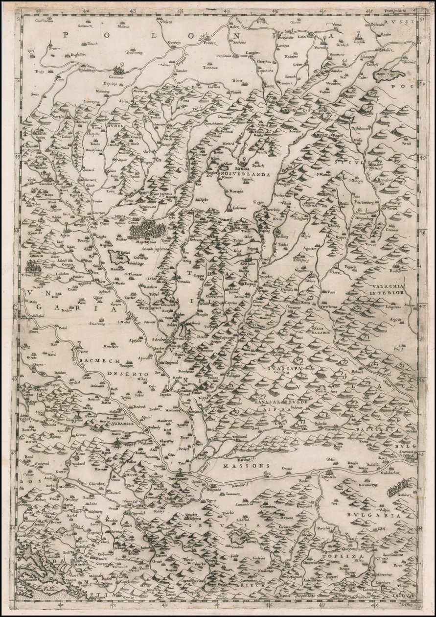 Mapa Transylvánie z roku 1513, Paolo Forlani od Paolo Forlani