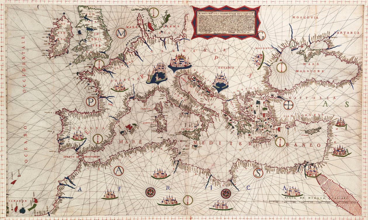 Mapa Středozemního, Černého a Kaspického moře od Paolo Forlani
