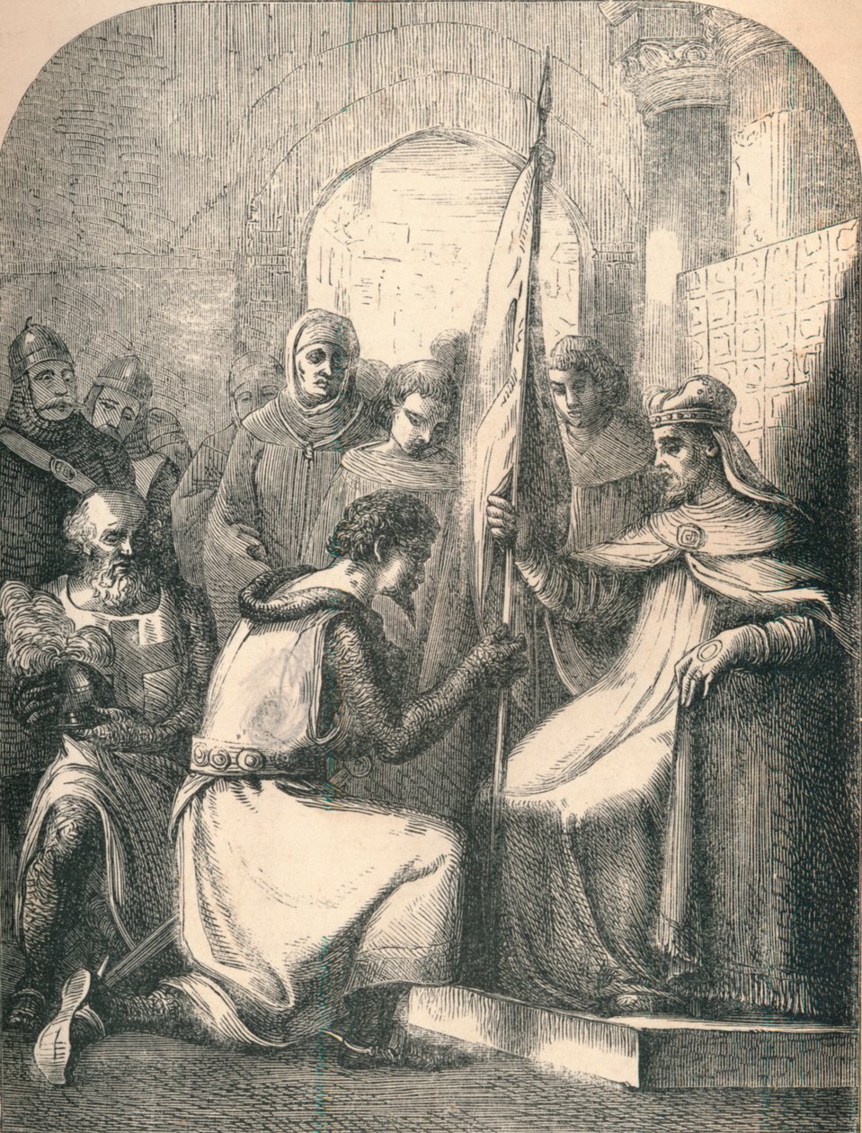 Hugh de Vermandois dostává vysvěcený prapor od papeže Urbana, 1869 od Paolo Priolo