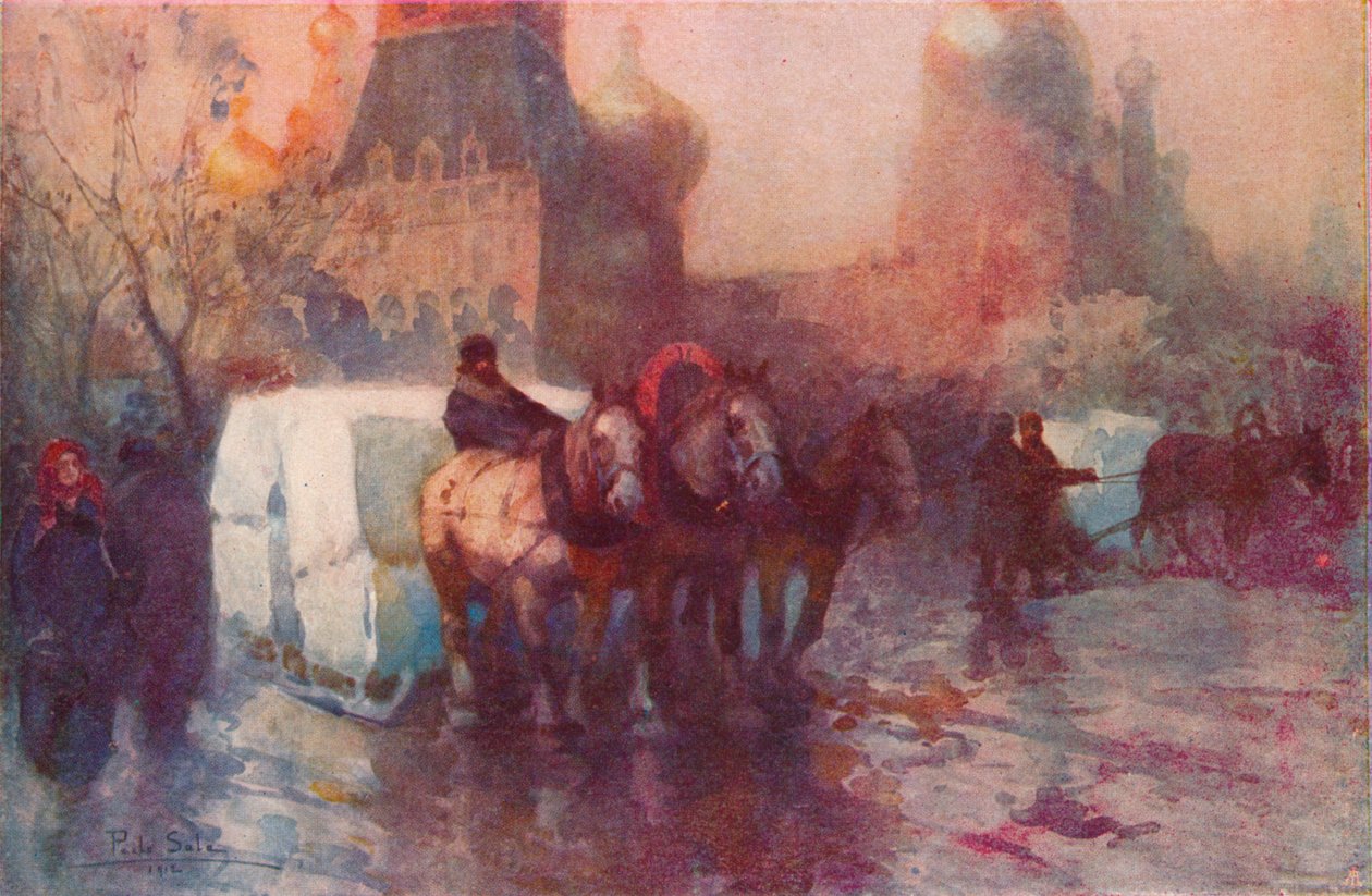 Nošení ledu v Moskvě, c19. století od Paolo Sala
