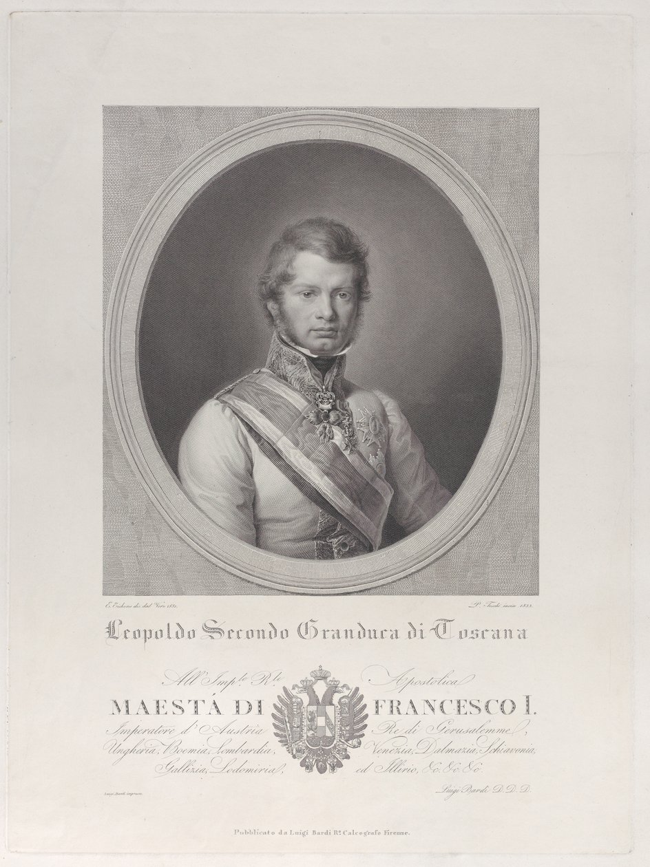 Oválný portrét Leopolda II., velkovévody toskánského, 1833., 1833. od Paolo Toschi