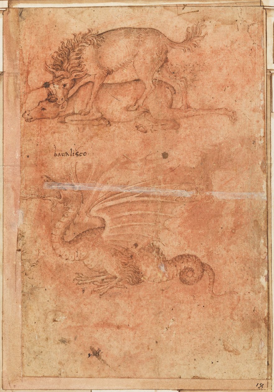 Ein Einhorn tötet eine Hirschkuh und einen Drachen od Paolo Uccello