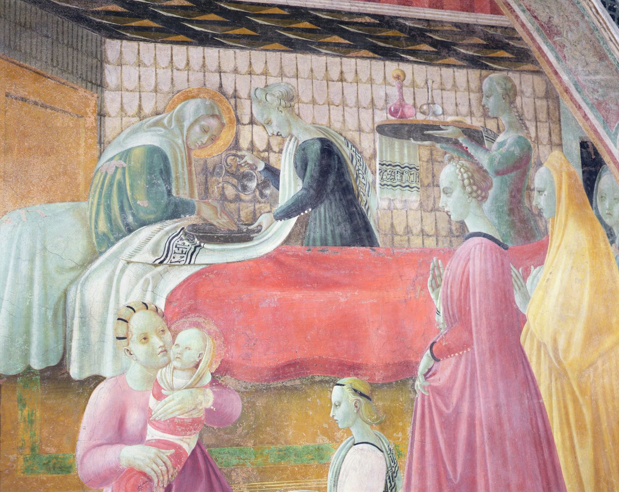 Narození Panny Marie, z kaple Nanebevzetí Panny Marie, 1440 od Paolo Uccello
