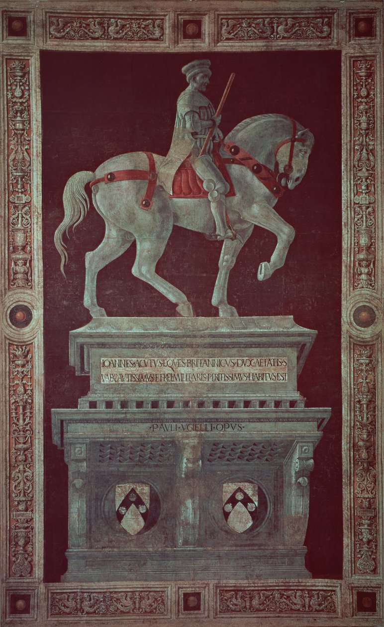 Jezdecký pomník sira Johna Hawkwooda (1320-94), 1436 (freska přenesená na plátno) od Paolo Uccello