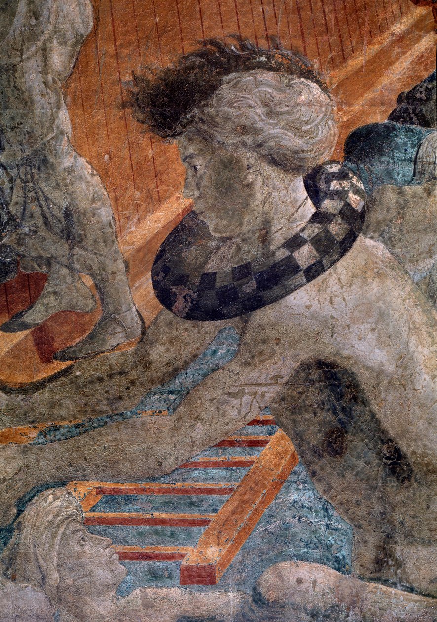 Noe and the Flood, detail kostýmu jednoho ze ztracených lidí mimo Archu - Fresco od Paolo Uccello