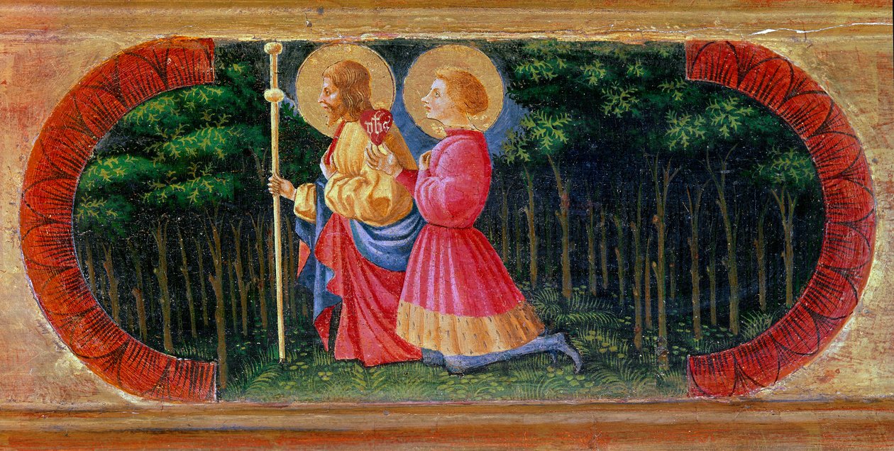Svatí Jakub a Ansano se modlí. Obraz od Paola di Dono dit Paolo Uccello (1397-1475) od Paolo Uccello