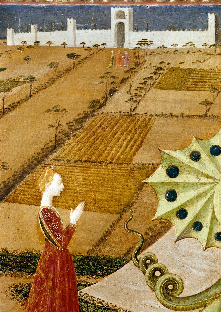 Svatý Jiří a drak, detail detailu princeznovského panelu z 85551 od Paolo Uccello