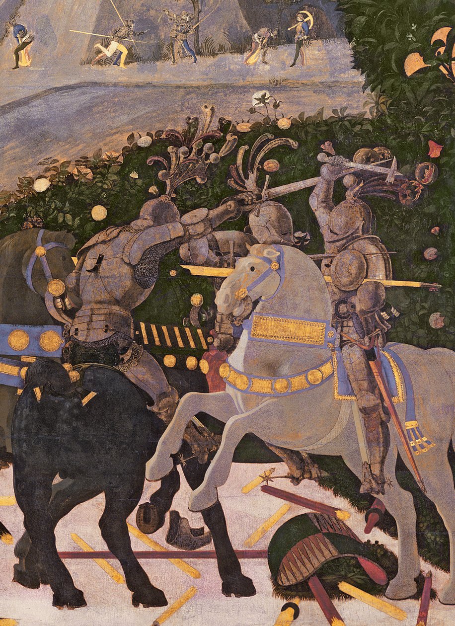 Bitva o San Romano, detail dvou jezdců zapojených do boje, cca 1450-60 tempera na panelu detail 30690 od Paolo Uccello