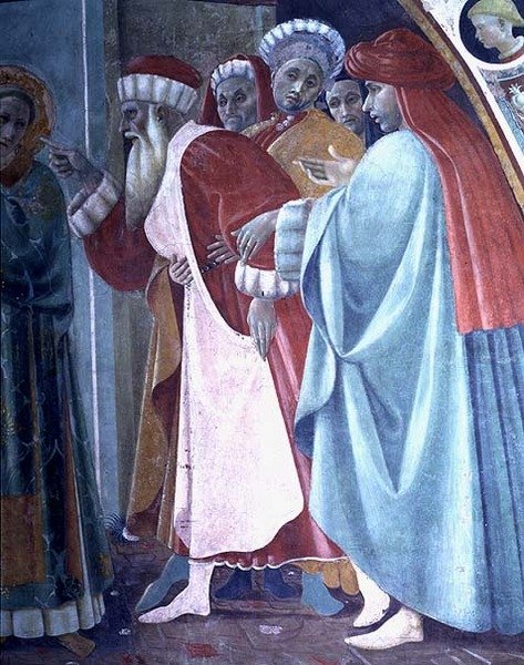 Spor svatého Štěpána, detail obrazu Svatý káže, z Cappella dell "Assunta od Paolo Uccello