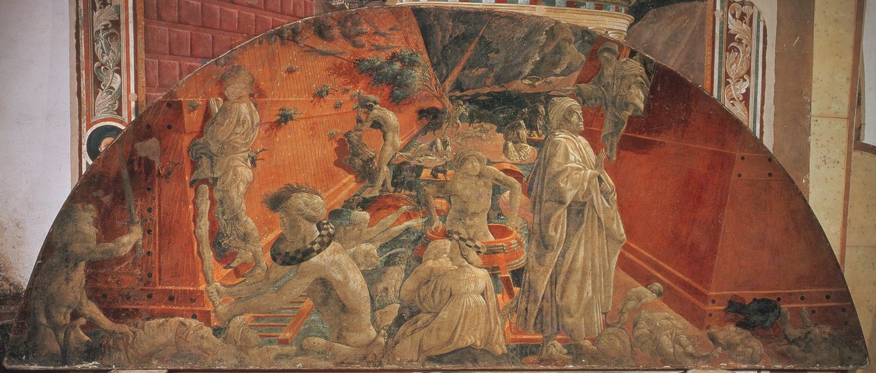 Potopa a pokles vod, 1447-48 (freska přenesená na plátno) (viz také 123194 a 123195) od Paolo Uccello