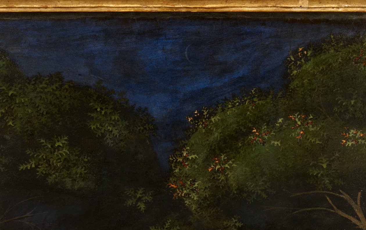 Lov v lese, asi 1465-70 olej na desce detail 100861 od Paolo Uccello