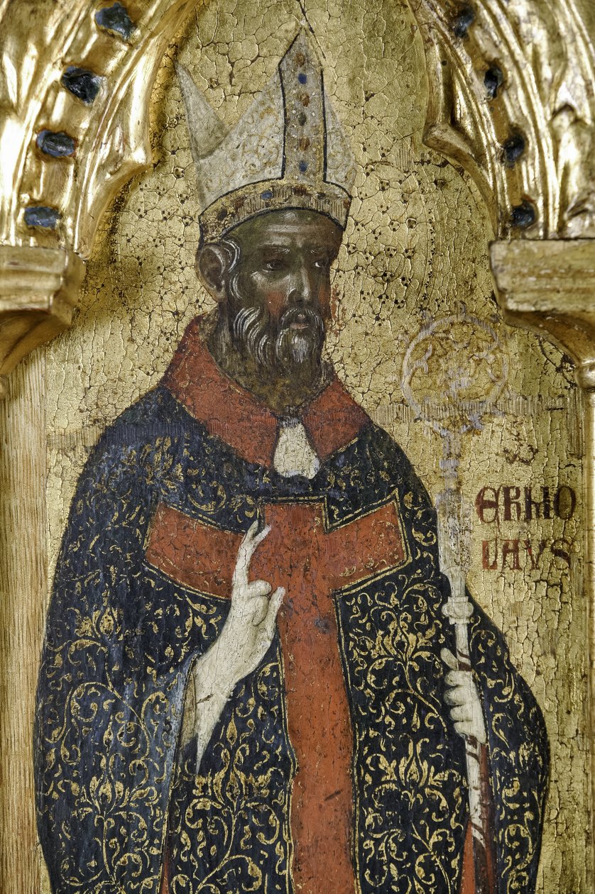 Sv. Hermolaus, detail z roku 1630100 Polyptych Ukřižování se svatými od Paolo Veneziano