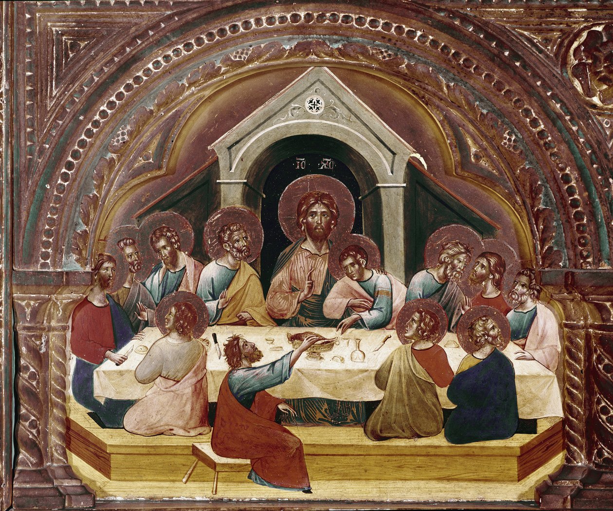 Poslední večeře, detail polyptika Santa Chiary (olej na dřevě, cca 1350) od Paolo Veneziano