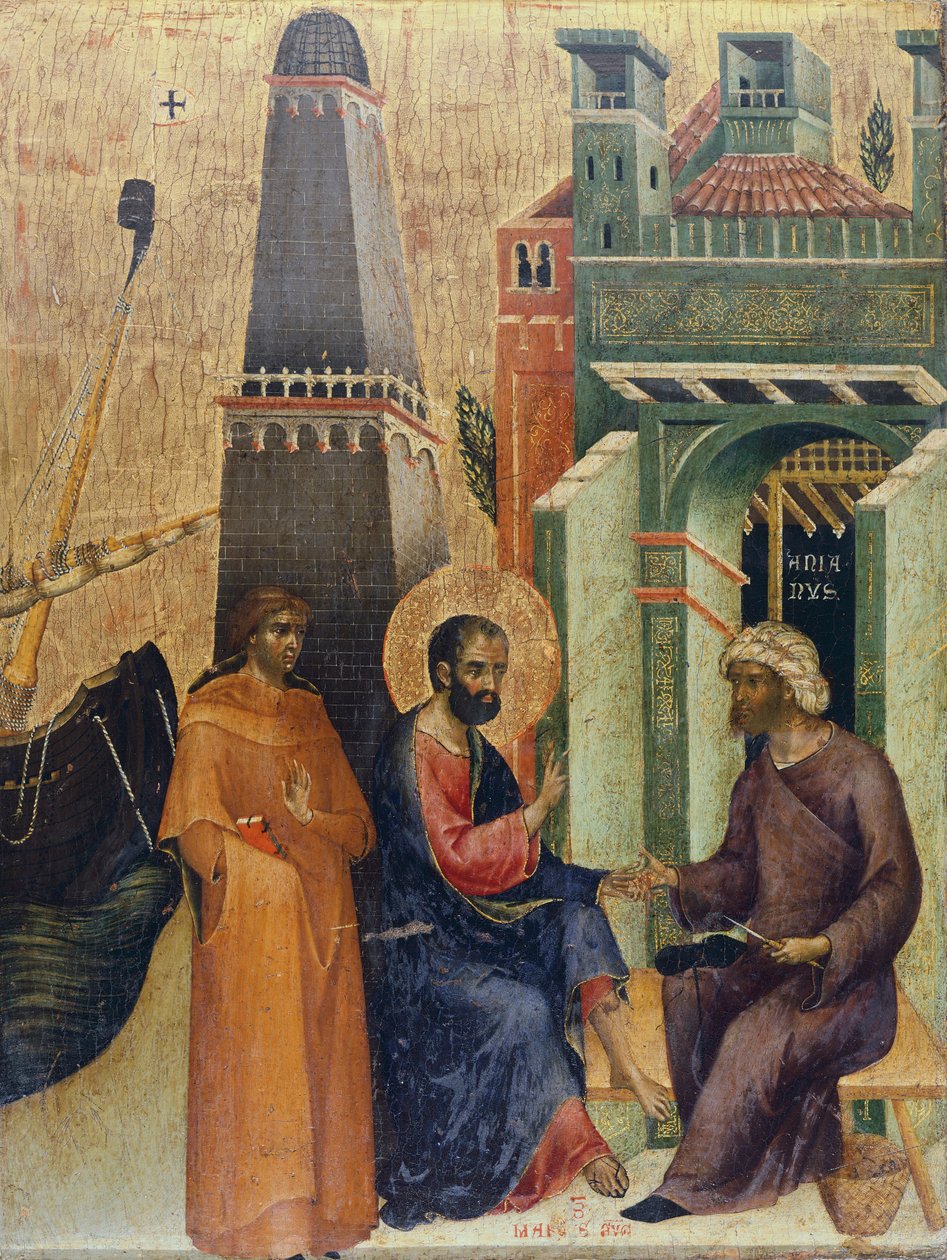 Uzdravení starého muže, detail oltáře Marciana Weekday, od Paola Veneziano (cca 1300-cca 1365) od Paolo Veneziano