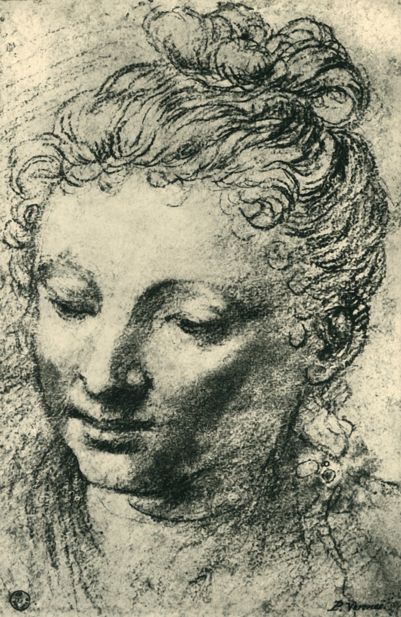 Hlava ženy dívající se dolů, polovina 16. století, 1943. od Paolo Veronese