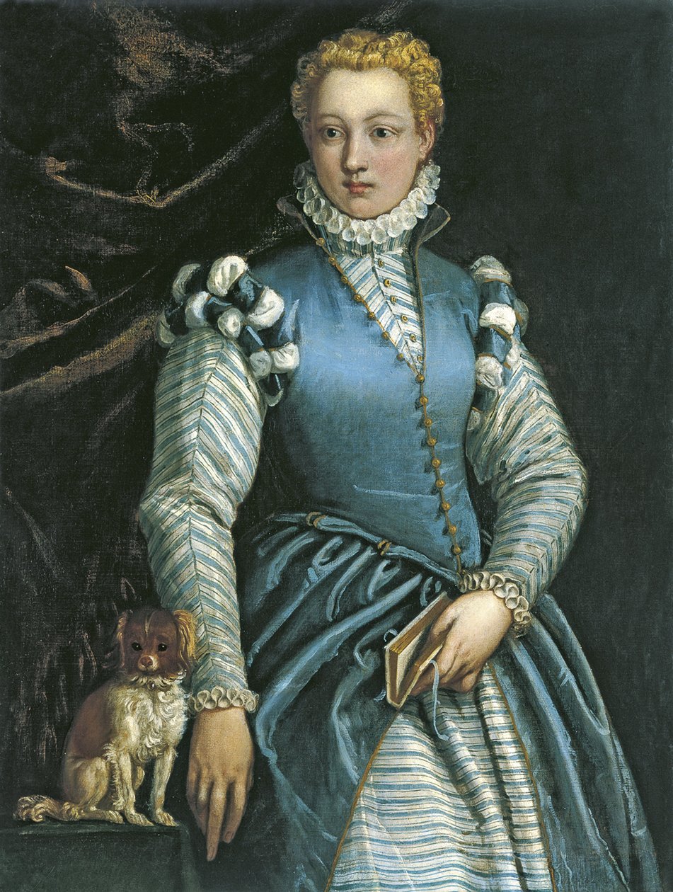 Portrét ženy se psem od Paolo Veronese