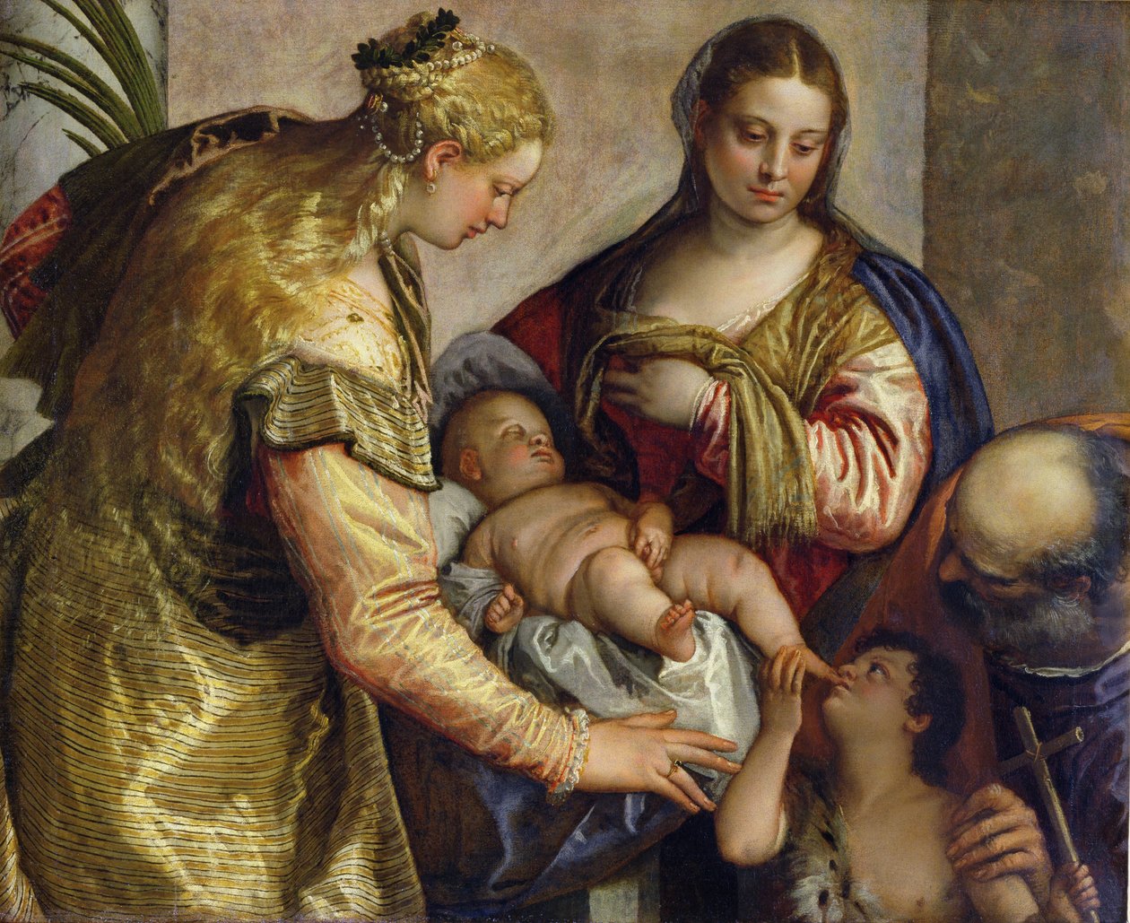 Svatá rodina se svatou Barborou, kolem roku 1550 od Paolo Veronese