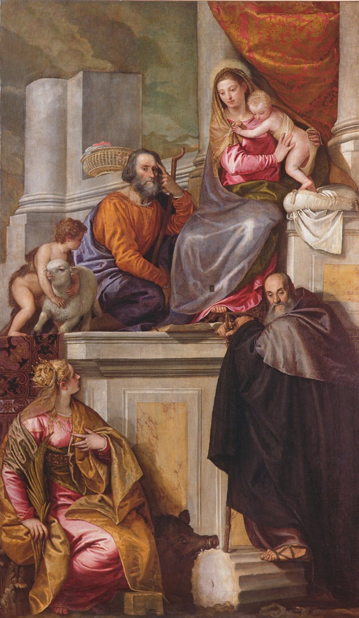 Svatá rodina se sv. Janem Křtitelem, sv. Antonínem opatem a sv. Kateřinou, 1551 od Paolo Veronese