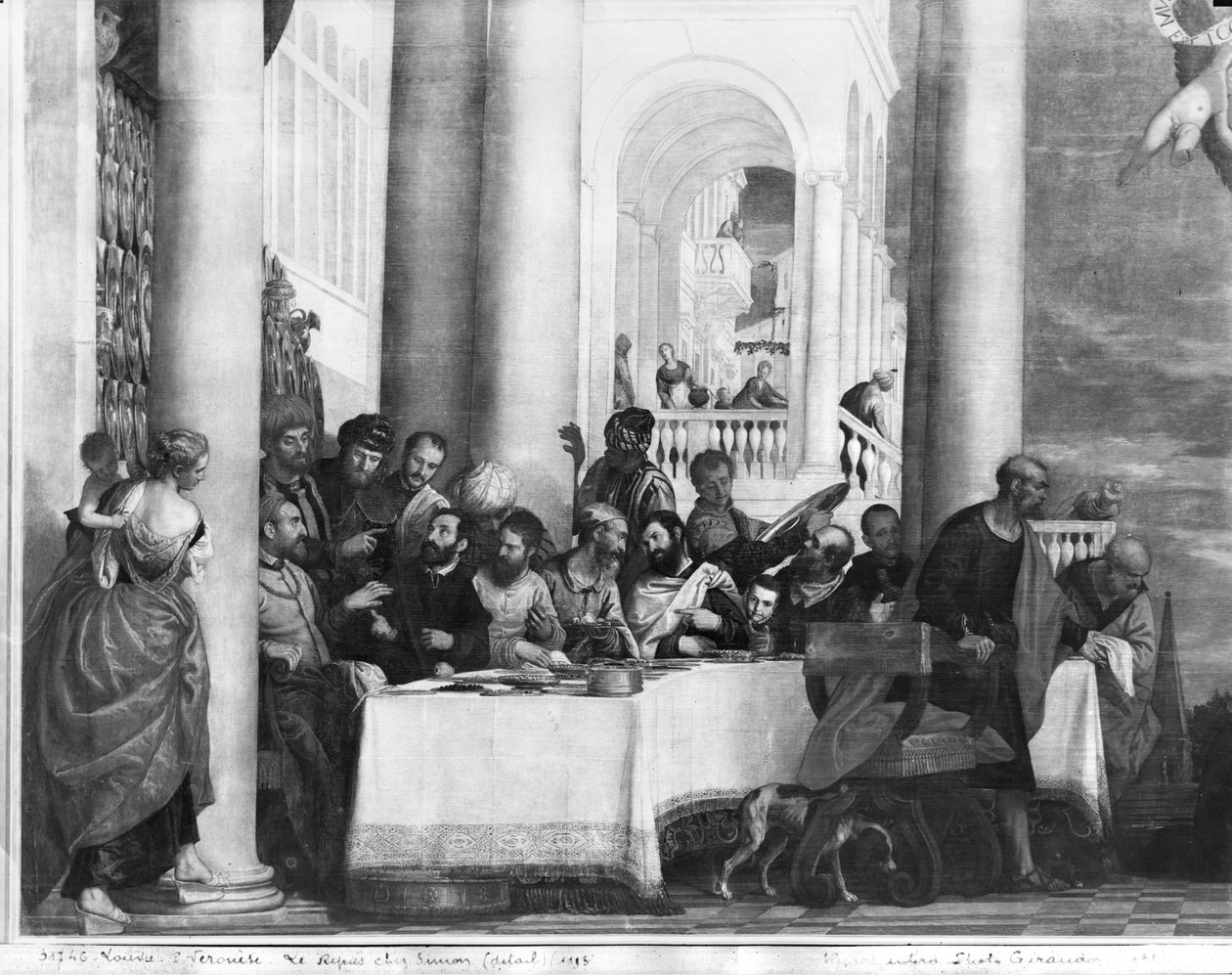 Jídlo v domě Šimona Farizea, detail levé strany, 1570 od Paolo Veronese