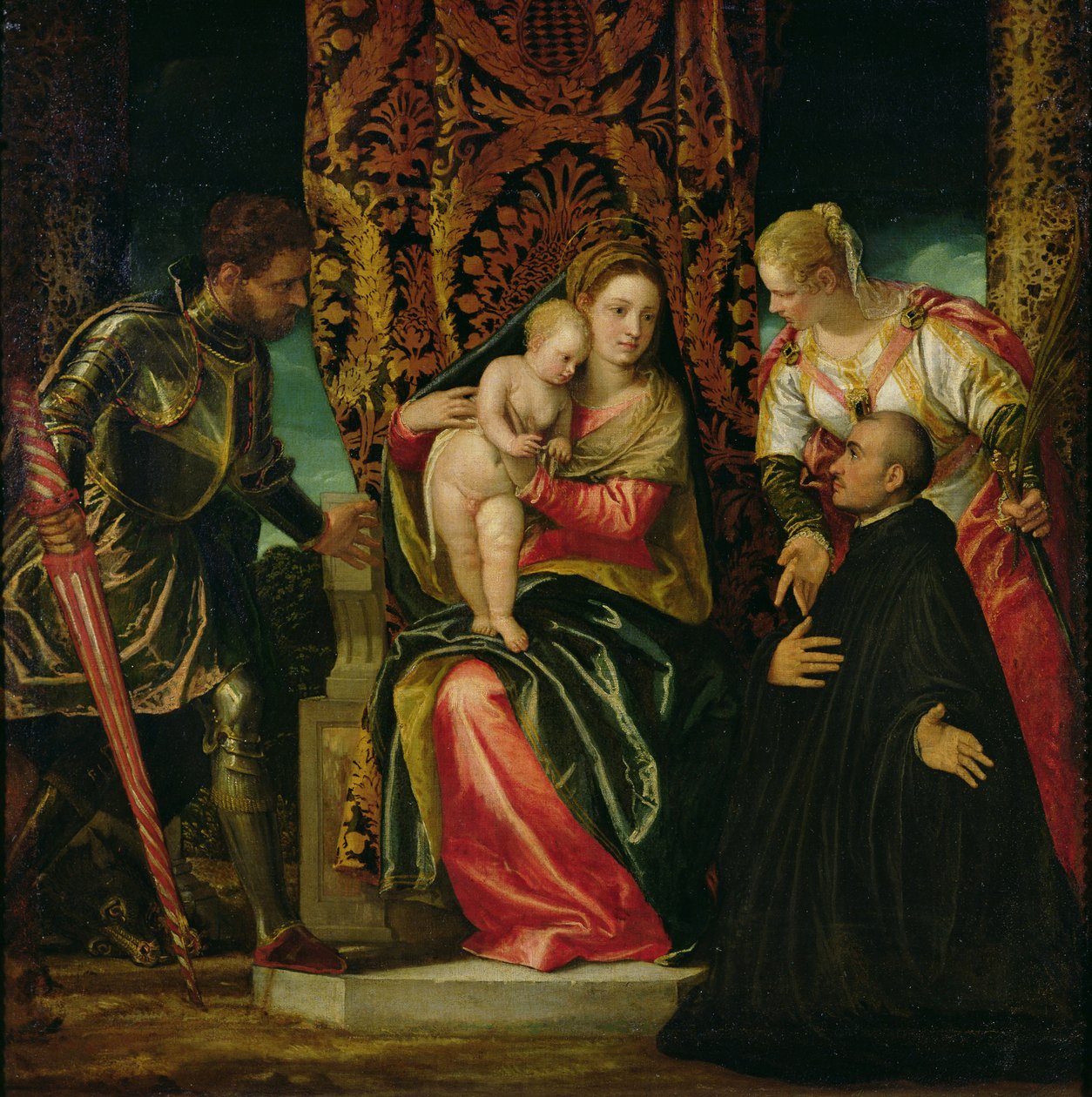 Panna s dítětem mezi svatou Justinou a svatým Jiřím s benediktinským mnichem od Paolo Veronese
