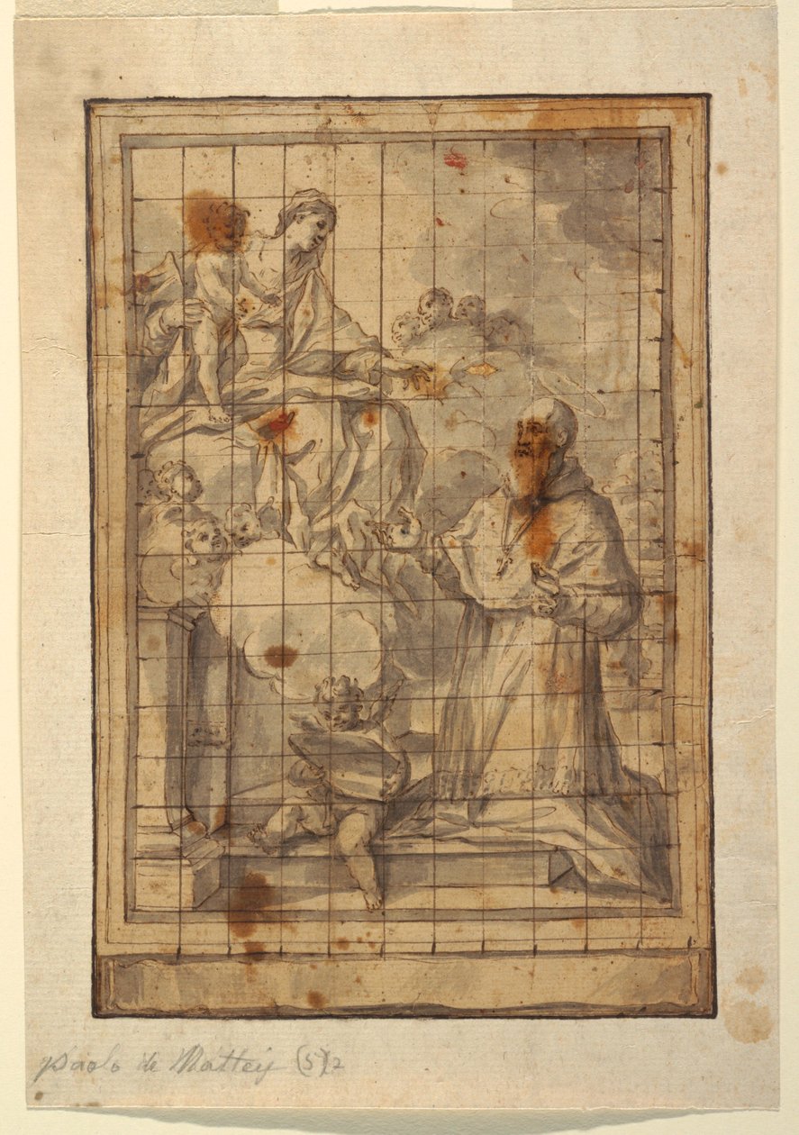 Kresba, Panna s dítětem ve slávě, asi 1600-1700 od Paolo de Mattheis