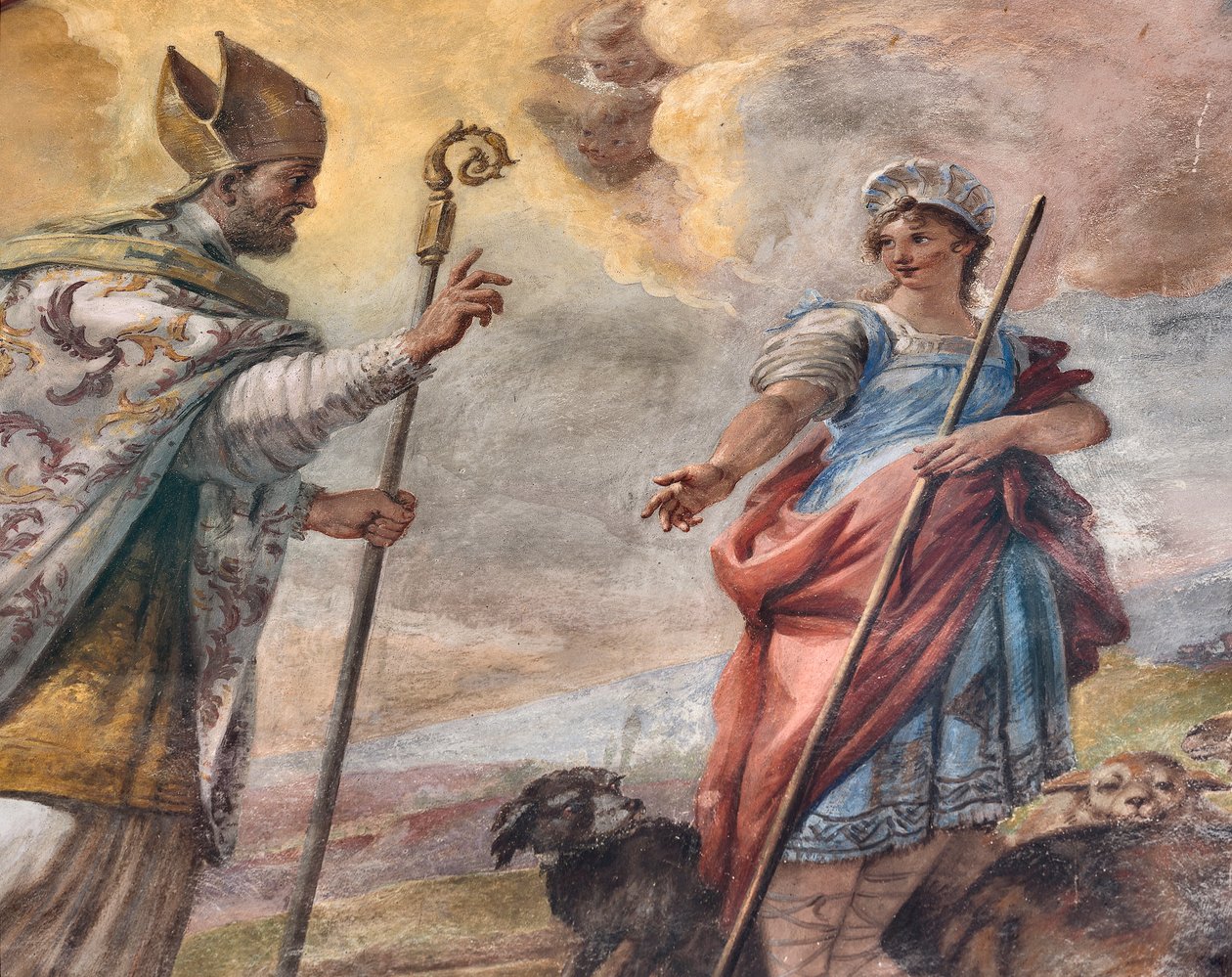 Fresky Paola de Matteis z roku 1714 na klenbě a na bubnu, zobrazující život světce, kaple San Cataldo v katedrále, Taranto, Itálie (foto) od Paolo di Matteis