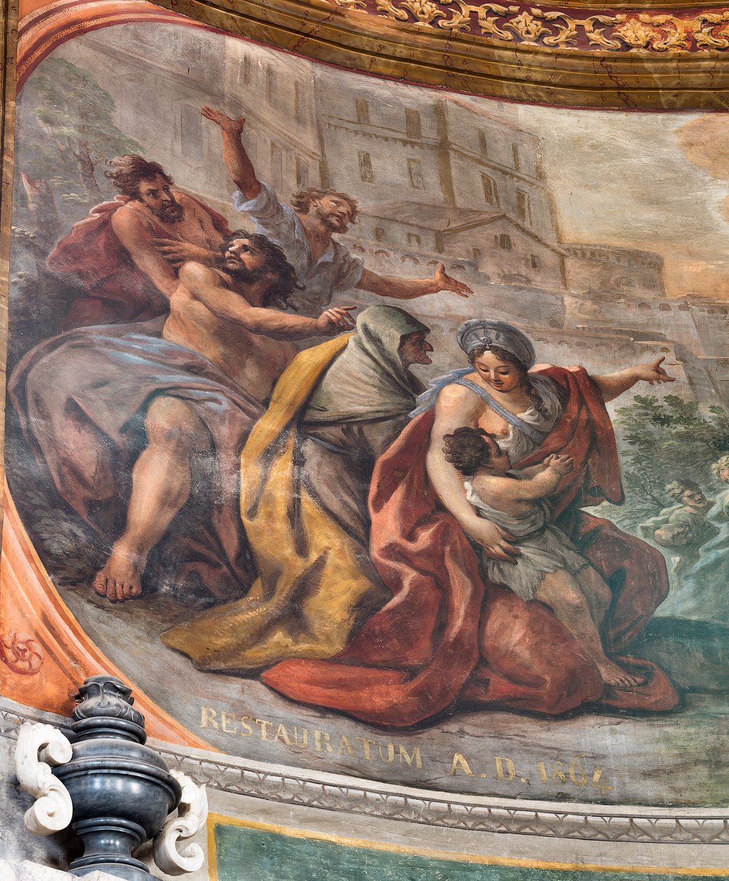 Fresky Paola de Matteis z roku 1714 na klenbě a na bubnu, zobrazující život světce, kaple San Cataldo v katedrále, Taranto, Itálie (foto) od Paolo di Matteis