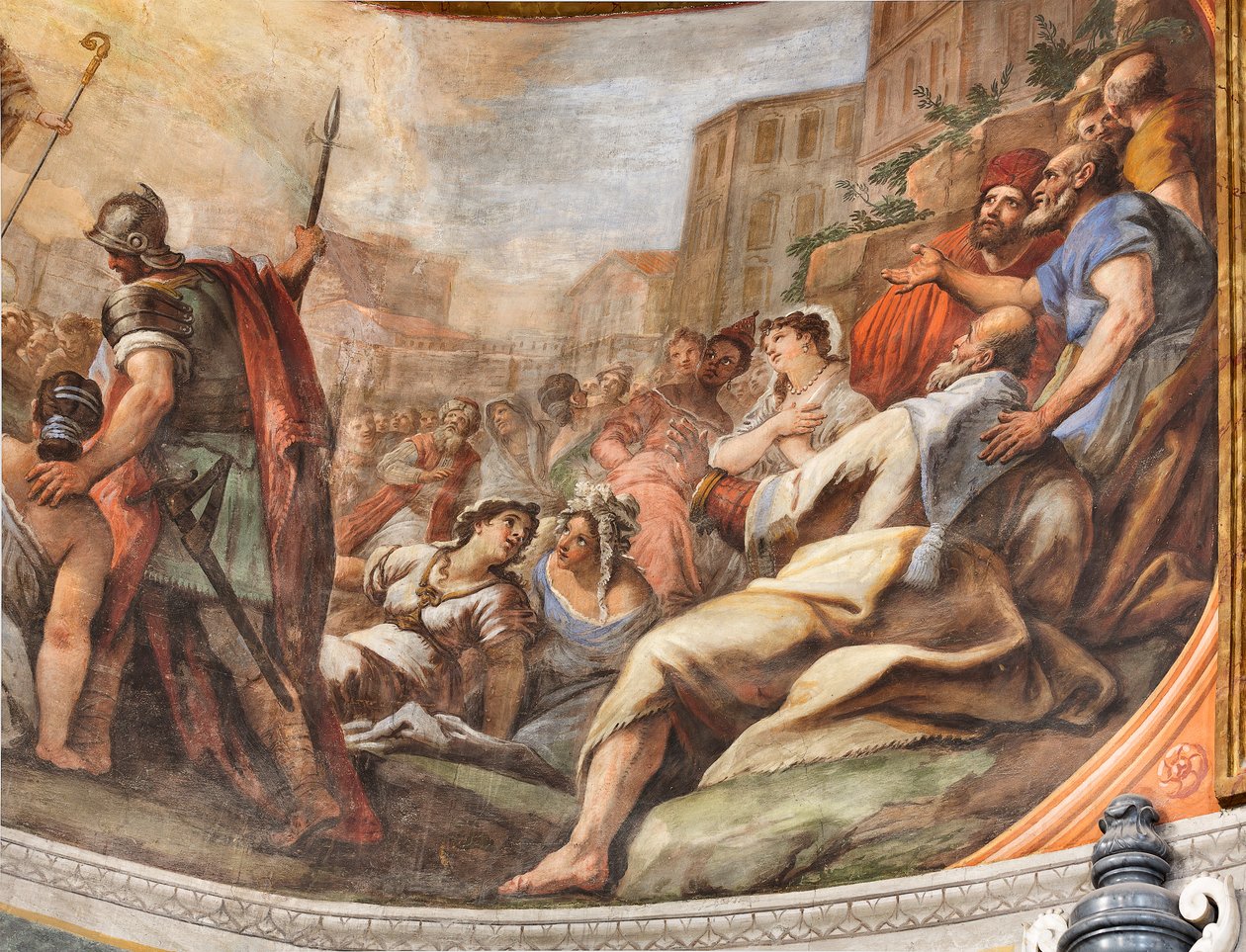 Fresky Paola de Matteis z roku 1714 na klenbě a na bubnu, zobrazující život světce, kaple San Cataldo v katedrále, Taranto, Itálie (foto) od Paolo di Matteis
