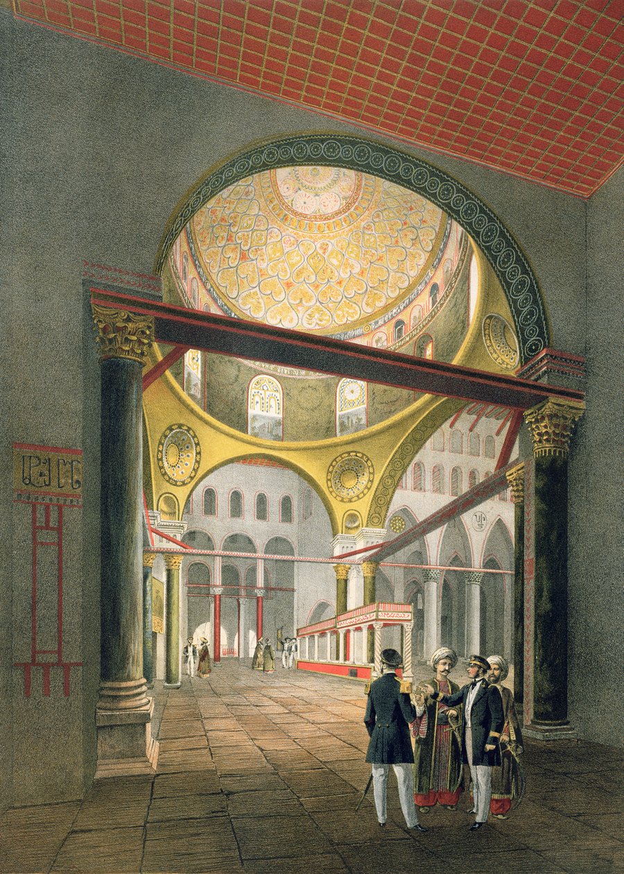 Mešita El Aksa ze „Souvenirs of Jerusalem“, vyrytá Charlesem Claudem Bachelierem (fl. 1830-60) a Albertem Adamem (b.1833) 1861 od Paris