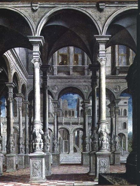 Zvěstování, detail architektury, 1545-50 (detail 89723) od Paris Bordone