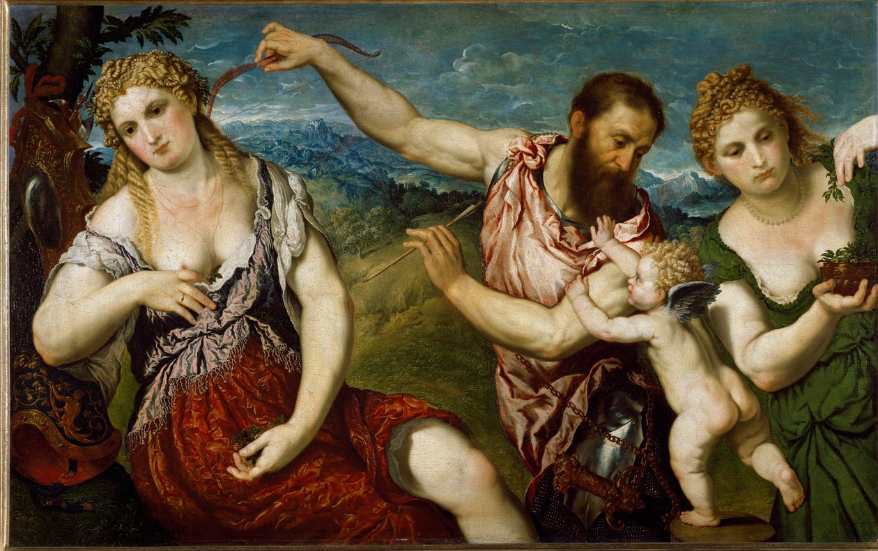 Alegorie s Florou, Venuší, Marsem a Amorem (malba, kolem roku 1560) od Paris Bordone