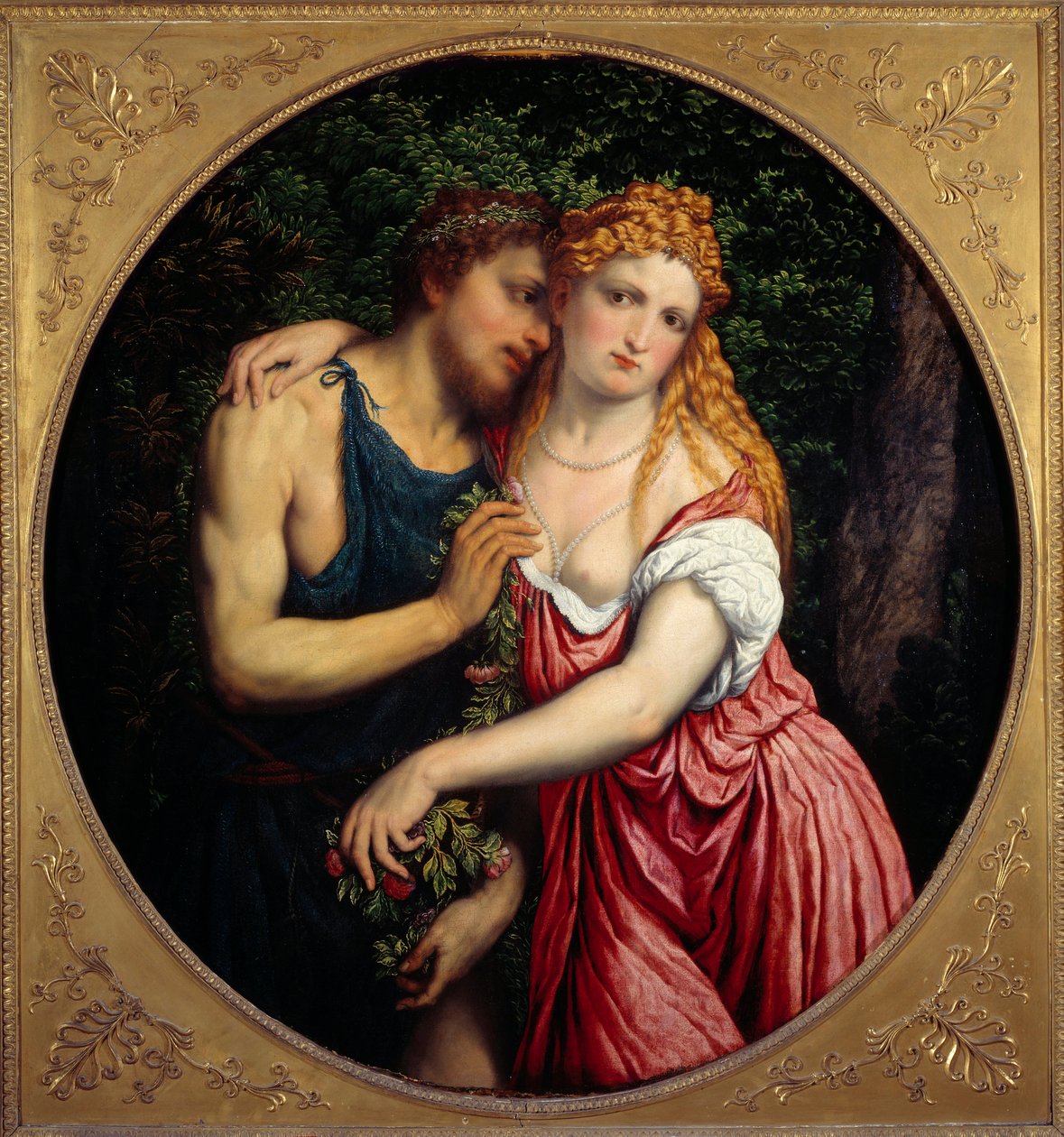 Dafnis a Chloe. Mytologické znázornění páru. Obraz Paris Bordon nebo Bordone (1500-1571) od Paris Bordone
