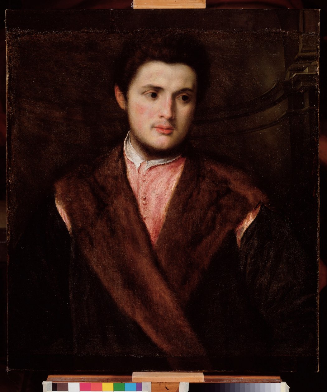 Portrét mladého muže v kožichu Malba Paris Bordon (1500-1571) 16. století Rozměr 75x64 cm Genes Musei di Strada Nuova (ex Palazzo Rosso) od Paris Bordone