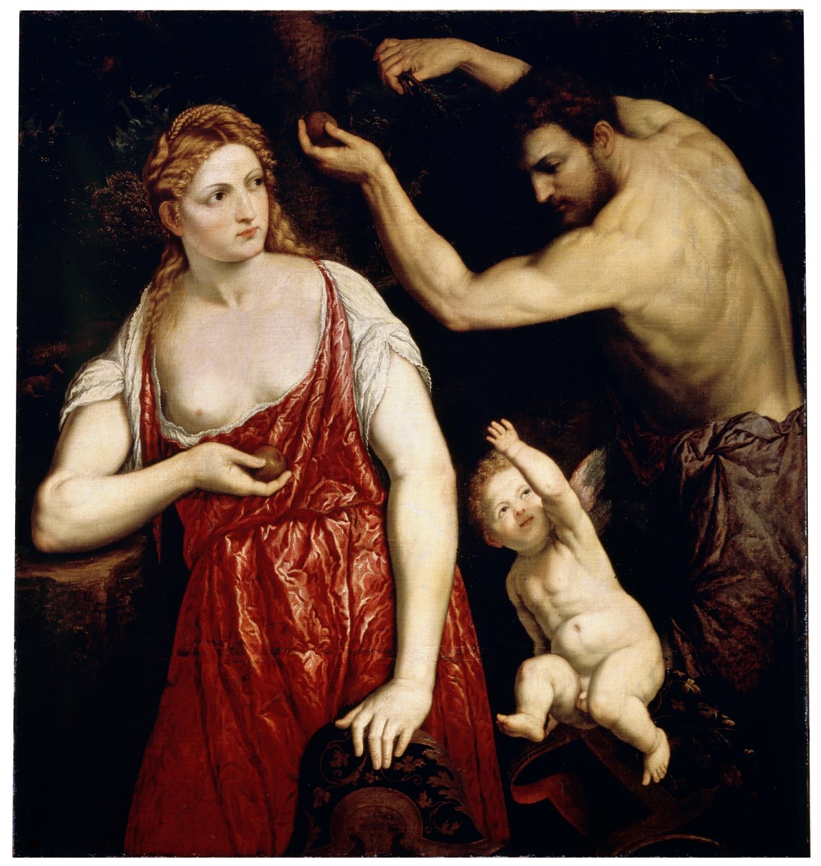 Venuše a Mars s Cupidem, 1550s od Paris Bordone