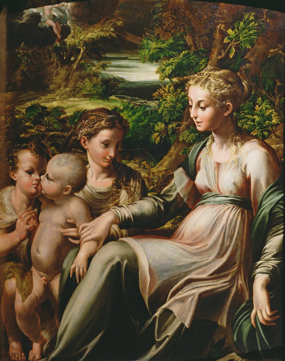 Panna a dítě, se svatými Kateřinou a Janem od Parmigianino