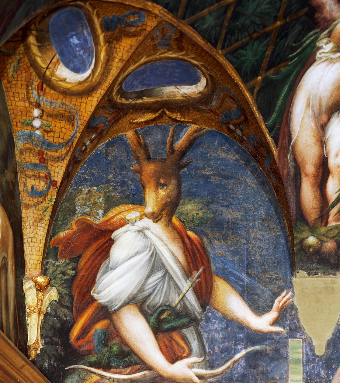 Actaeon se proměnil v jelena Dianou, detail haly Diane a Acteon od Parmigianino
