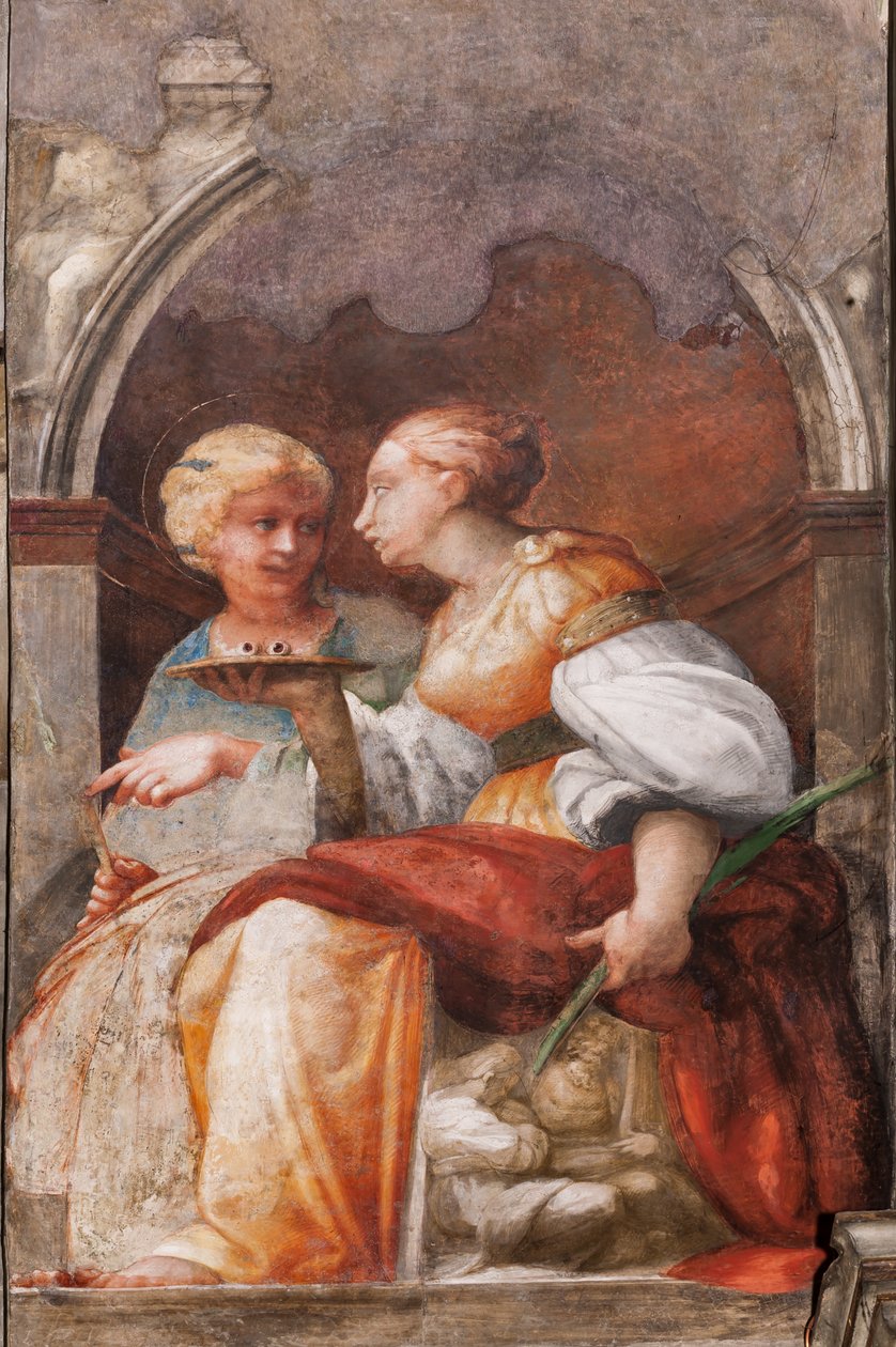 Svatá Lucie a sv. Apollonie, kolem 1523 (freska) od Parmigianino