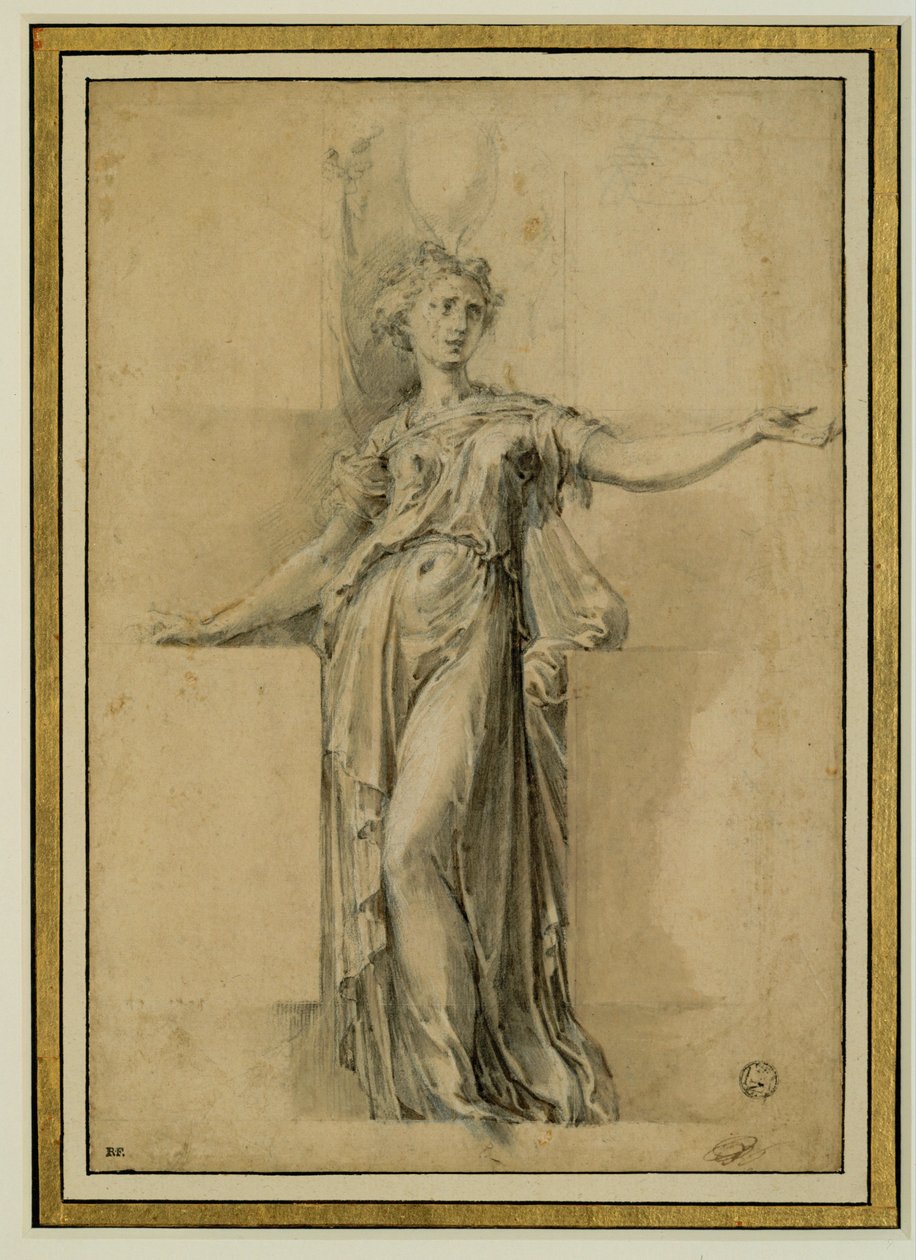 Kanefor. Hnědá tuš, černý kámen, kvaš na béžovém papíře... od Parmigianino (1503-40)