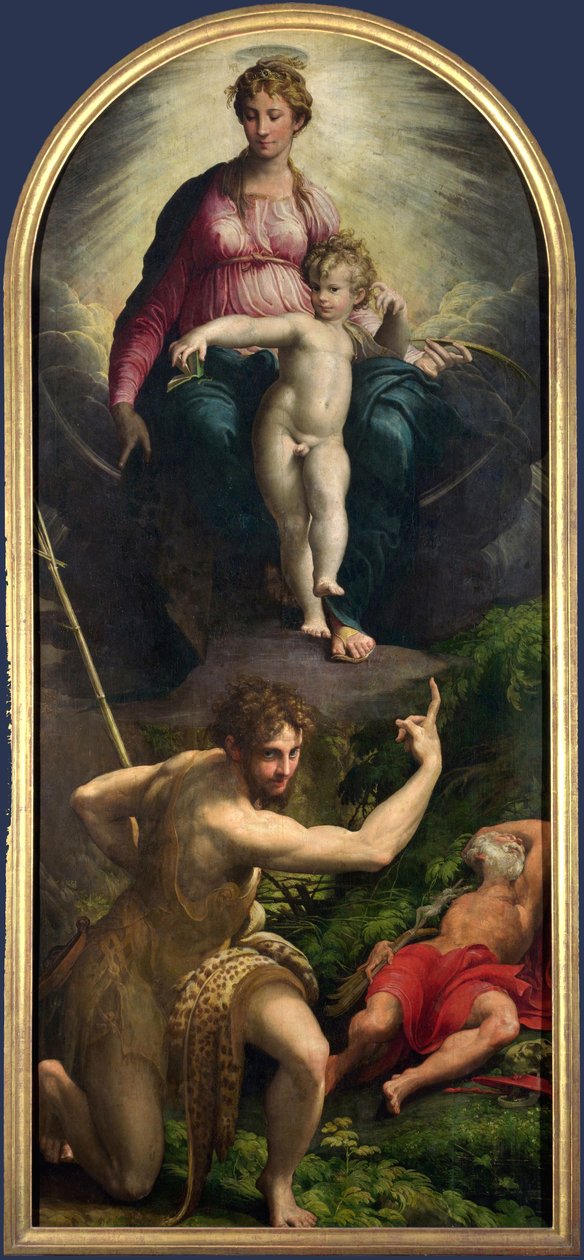Madona s dítětem se svatým Janem a svatým Jeronýmem od Parmigianino