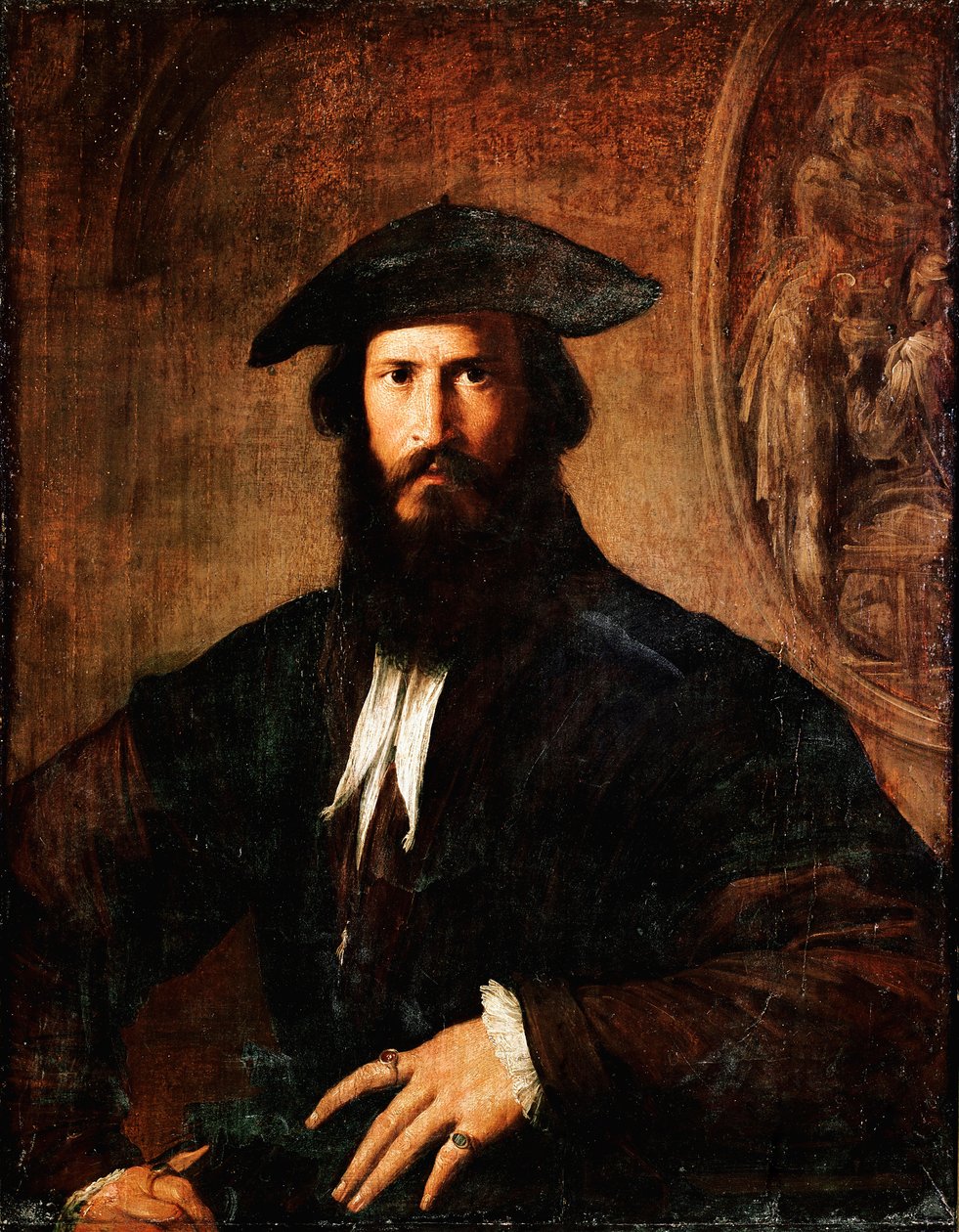 Portrét muže Muž Malba Francesca Mazzoly Il Parmigianino dit Parmezán (1503-1540) 1530-1531 Ne. 100x70 cm Florencie, galerie Uffizi (Uffizi) od Parmigianino