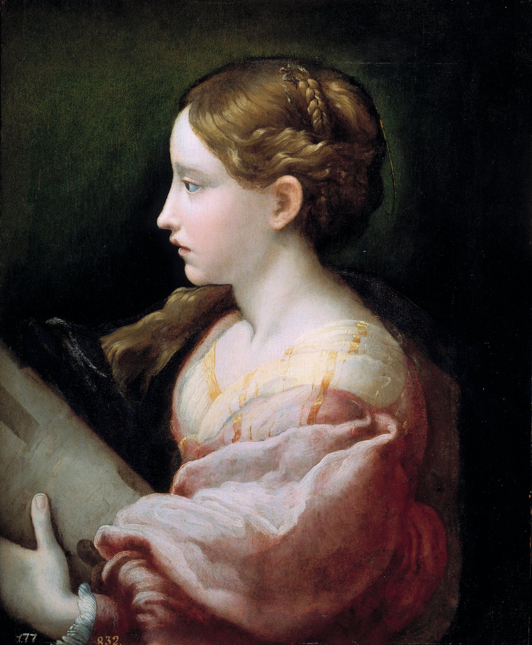 "" Sainte Barbe "" Peinture de Francesco Mazzola Il Parmigianino dit Le Parmesan (1503-1540) versus 1522 Museo del Prado, Madrid od Parmigianino