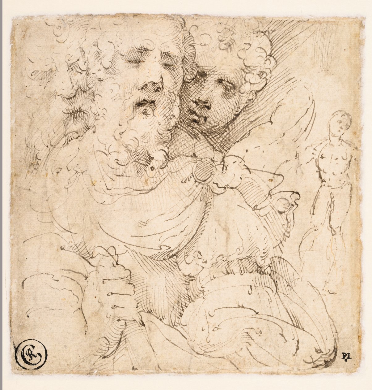 Studie tváří a stojící postavy (verze) od Parmigianino