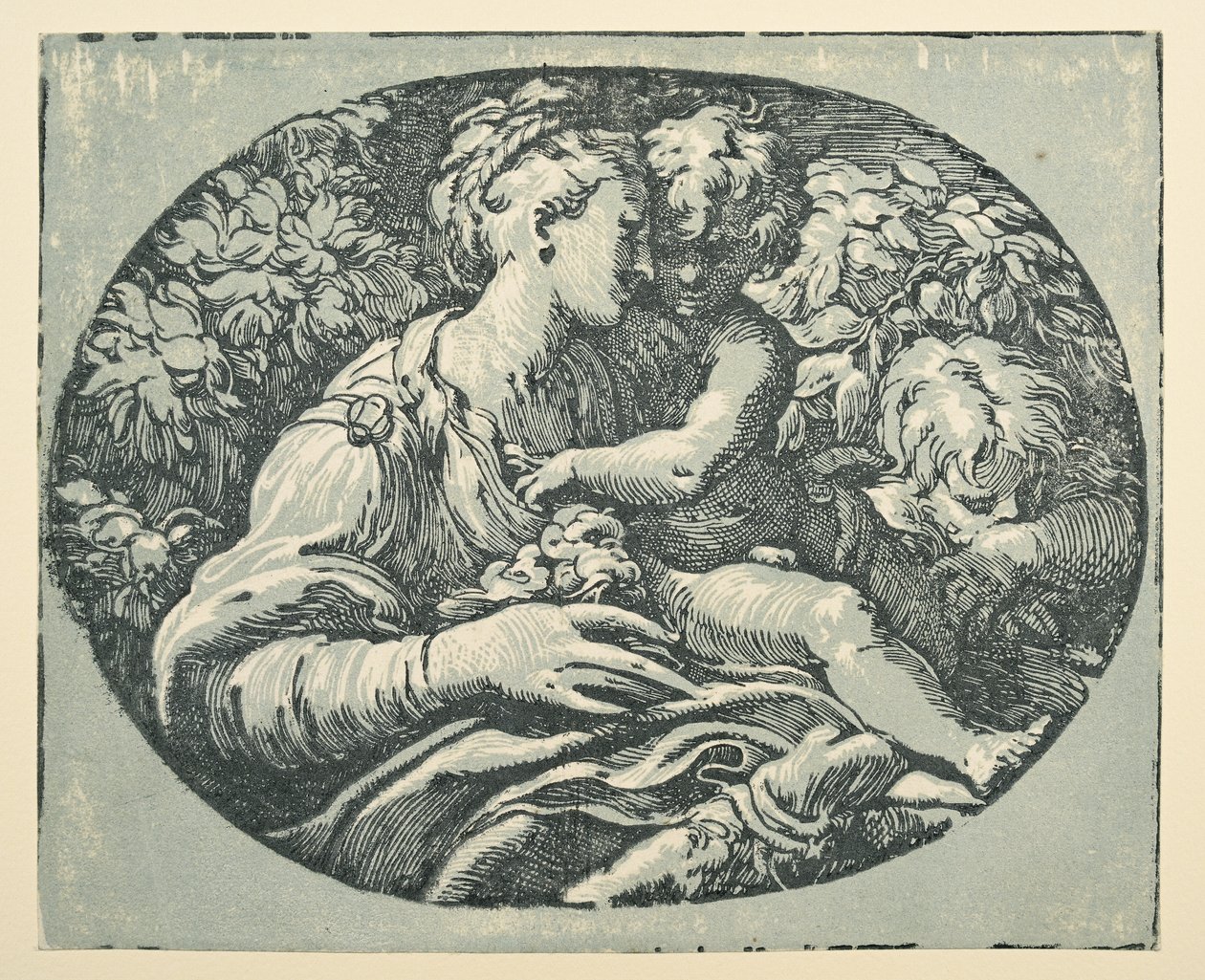 Panna a dítě se svatým Janem (inkoust (černá a modrozelená) na papíře) od Parmigianino