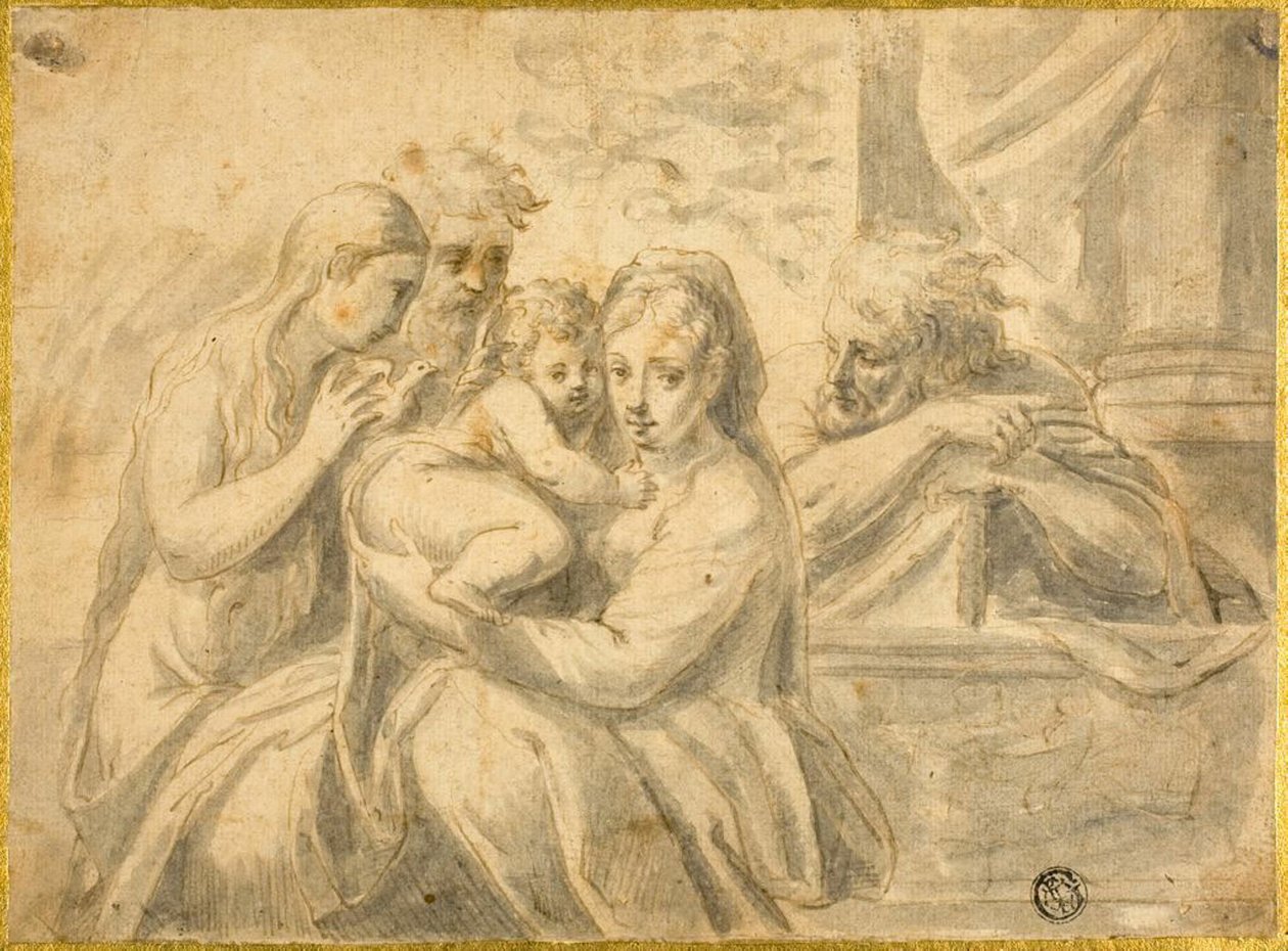 Svatá rodina s Marií Magdalenou a mužským světcem od Parmigianino