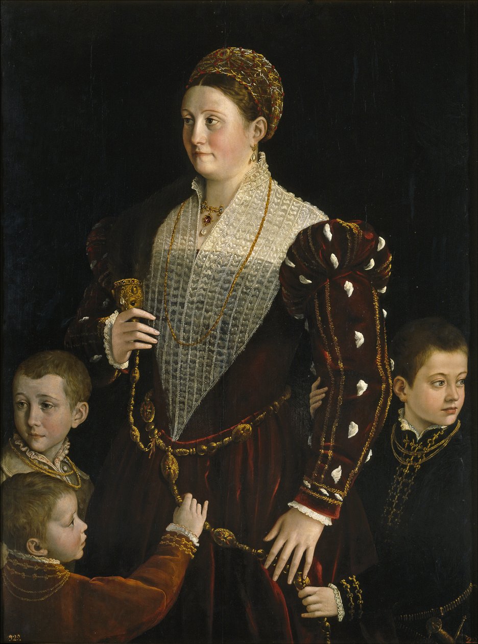 Portrét Camilly Gonzaga di San Secondo a jejích tří synů od Parmigianino