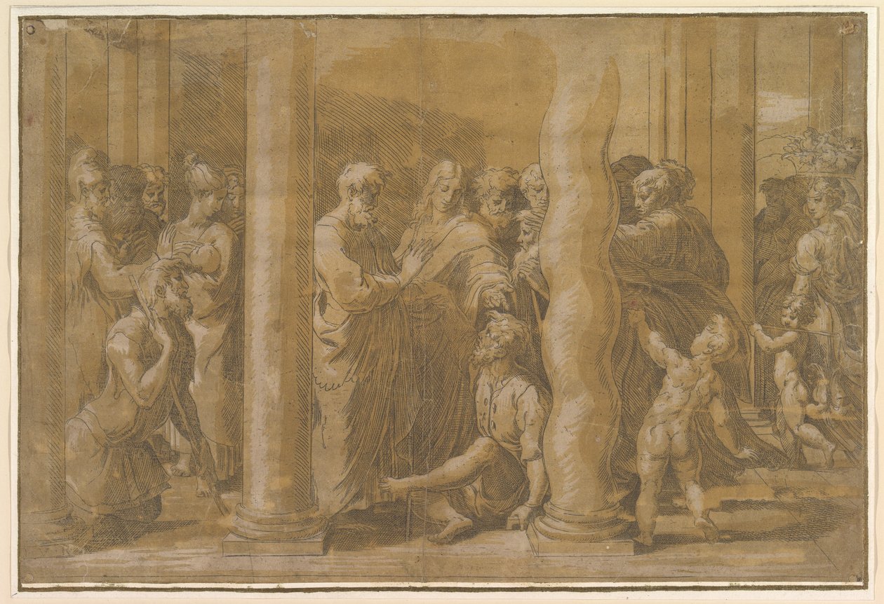 Svatí Petr a Jan uzdravující nemocné, počátek 16. století. od Parmigianino