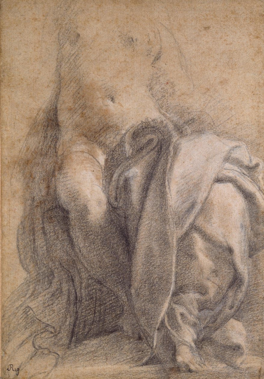 Sedící polonahá žena v Drapery, 1520-1540 od Parmigianino