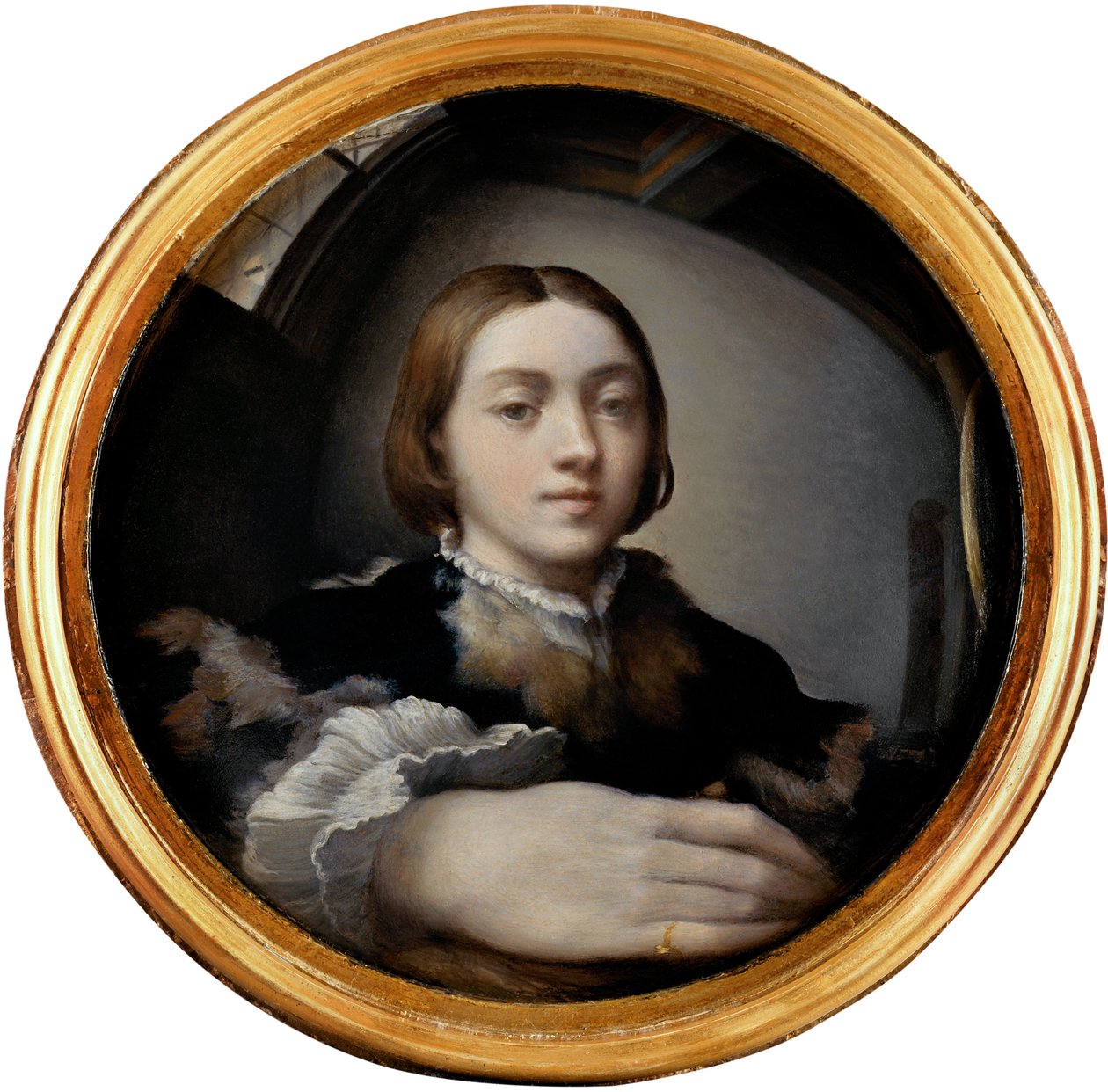 Autoportrét v konvexním zrcadle, cca 1524 od Parmigianino